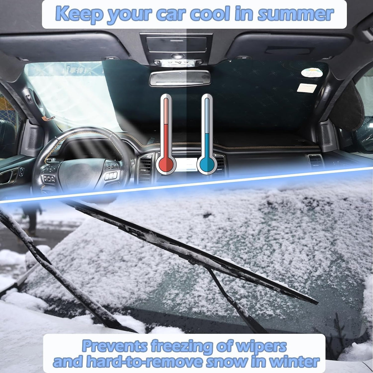 Car Windshield Snow Cover Compatible for Land Rover Range Rover Vogue L460 2023+, for 4 Layers Protection, for Ice and Snow, UV & Frost Wiper Mirror Protector Windproof Sunshade Cover Accessories