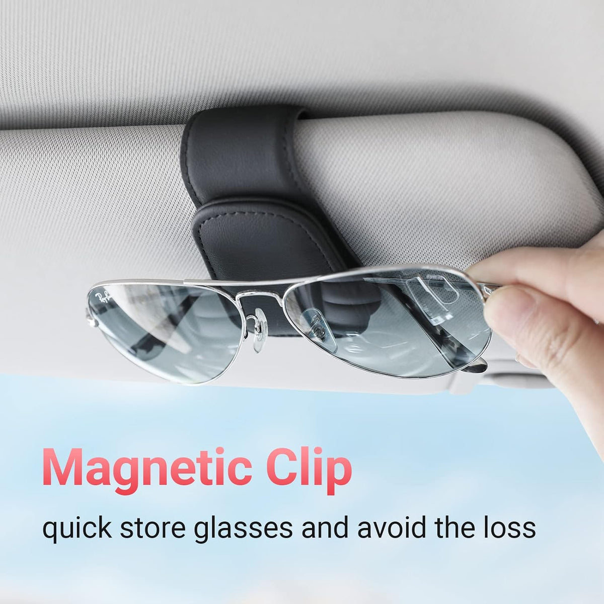 KanSmart Sunglass Holder for Car Sun Visor Magnetic Sunglasses Clip -2 Pack