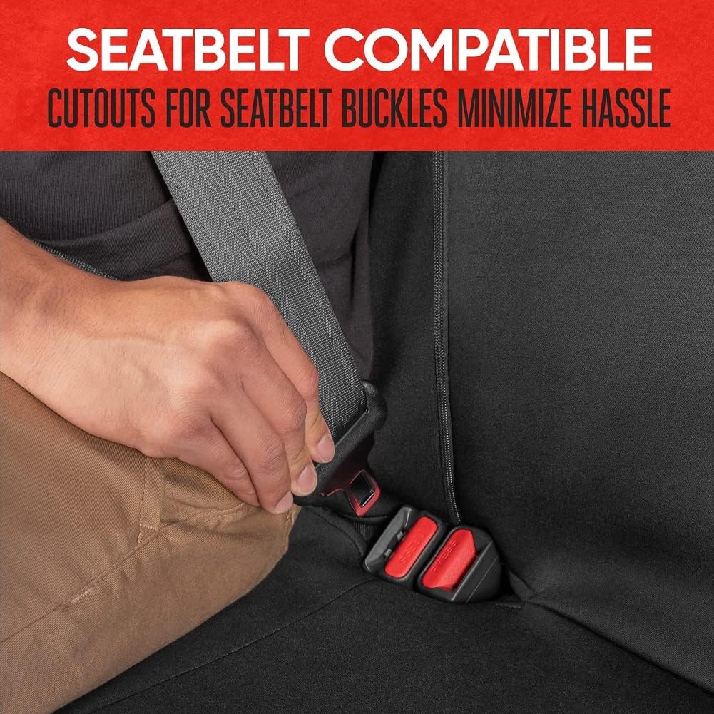 Motor Trend AquaShield Neoprene Waterproof Seat Covers for Trucks - Black 60/40 Split Bench Rear Seat Cover - Carseat Cover Automotive Back Seat Protector - Car Accessories for Kids & Dogs