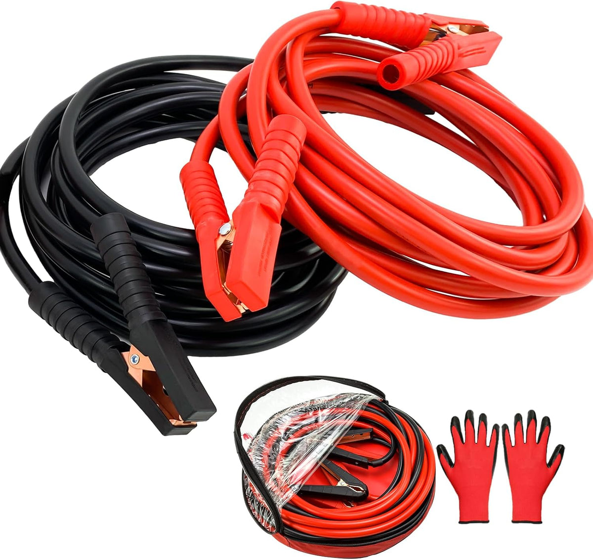 Heavy Duty Jumper Cables, 0 Gauge 30FT Automotive Booster Jumper Cable for Car, SUV,Vans &Truck Battery, Jumper Cable with Strong Clamps & Thiekened Inner Core, Carry Bag and Gloves Included