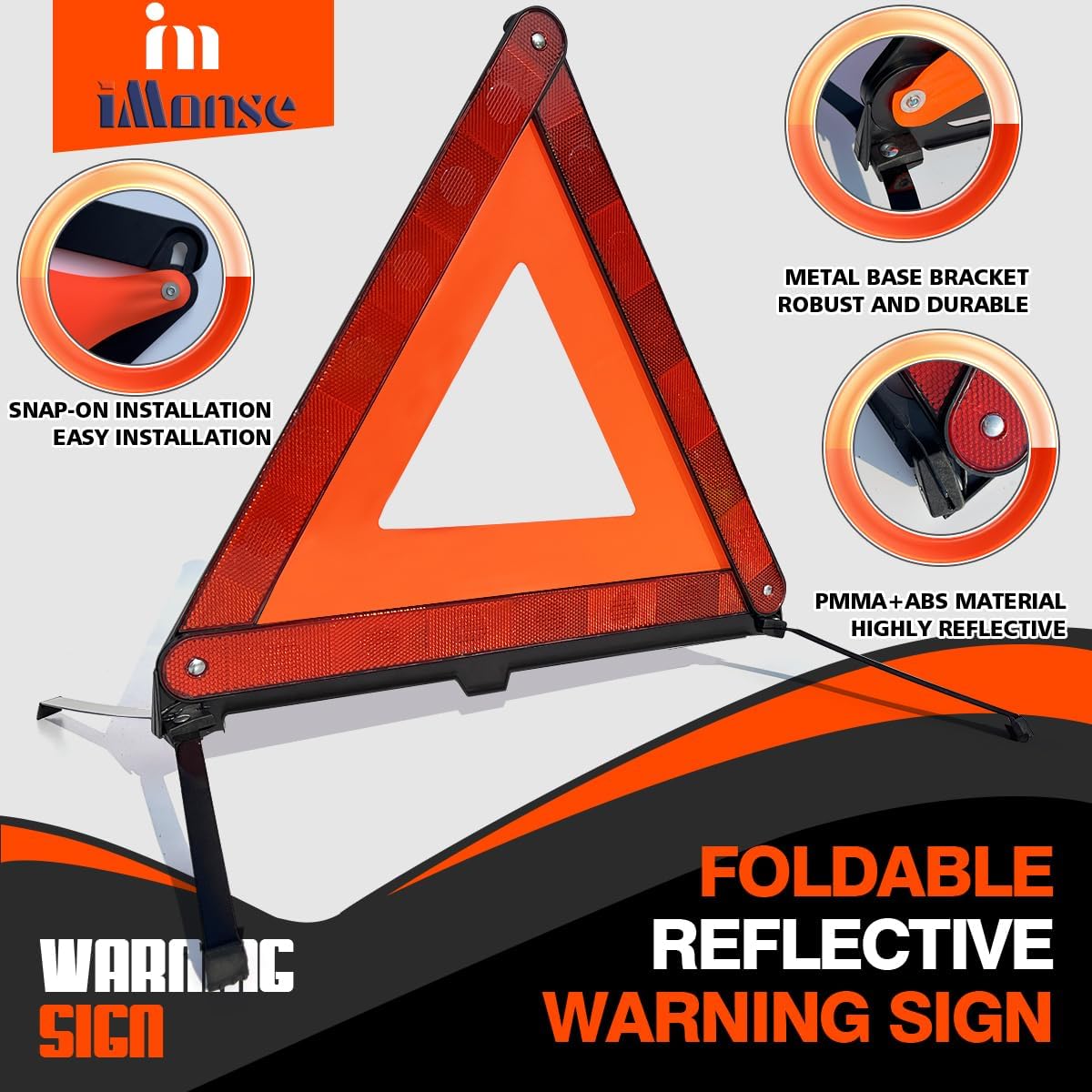 Emergency Roadside Reflective Triangles Warning Safety Kit for car