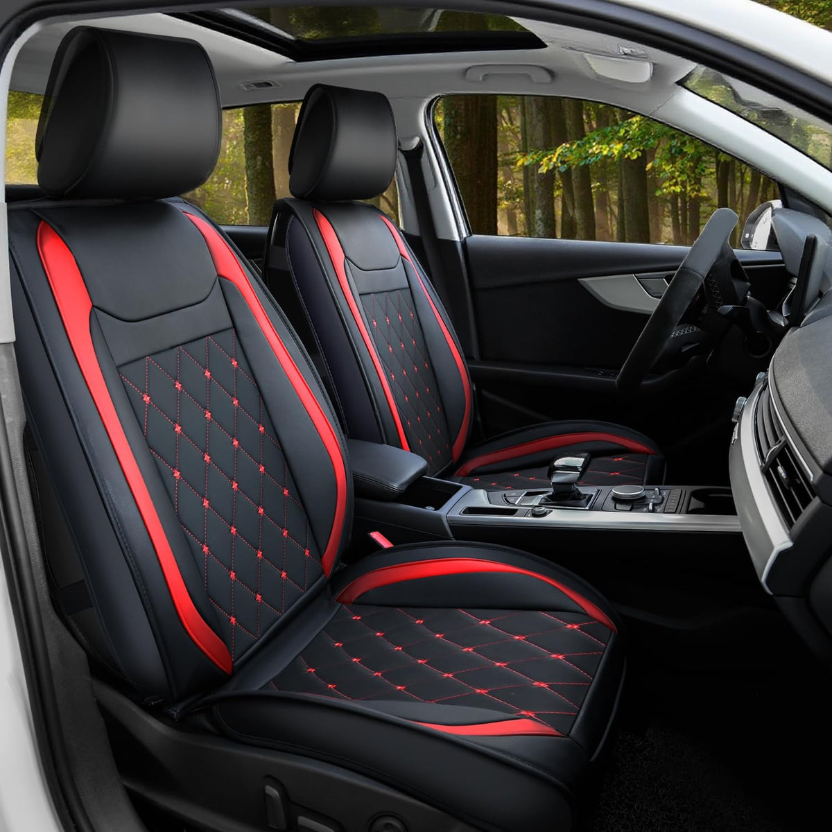 Nilight Car Seat Covers Universal Fit for Civic Corolla Accord Black Red