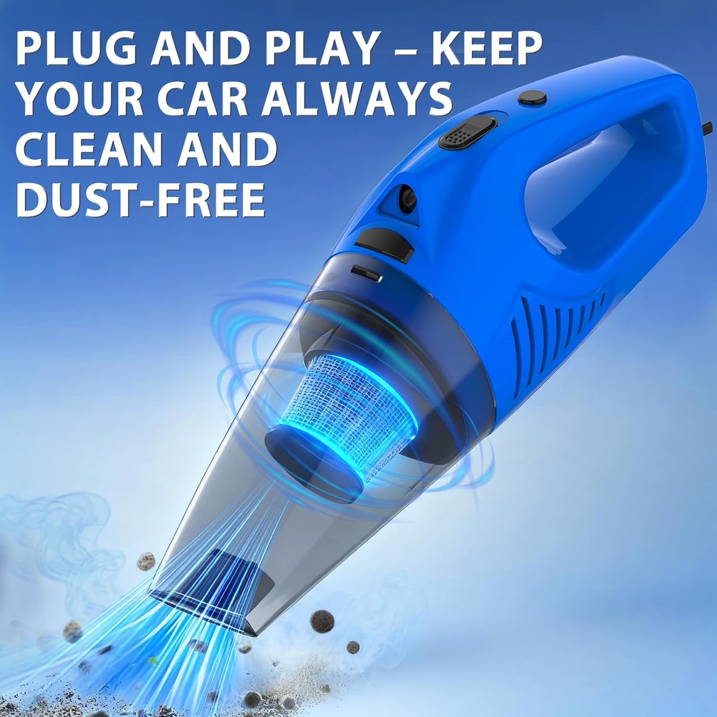 THINKWORK Car Cleaning Kit Car Detailing Kit,Car Cleaning Kit Interior Cleaner with High Power Blue Handheld Vacuum Cleaner,Brush Sets,Windshield Cleaner and Storage Bag,Car Accessories,Car Gift Set