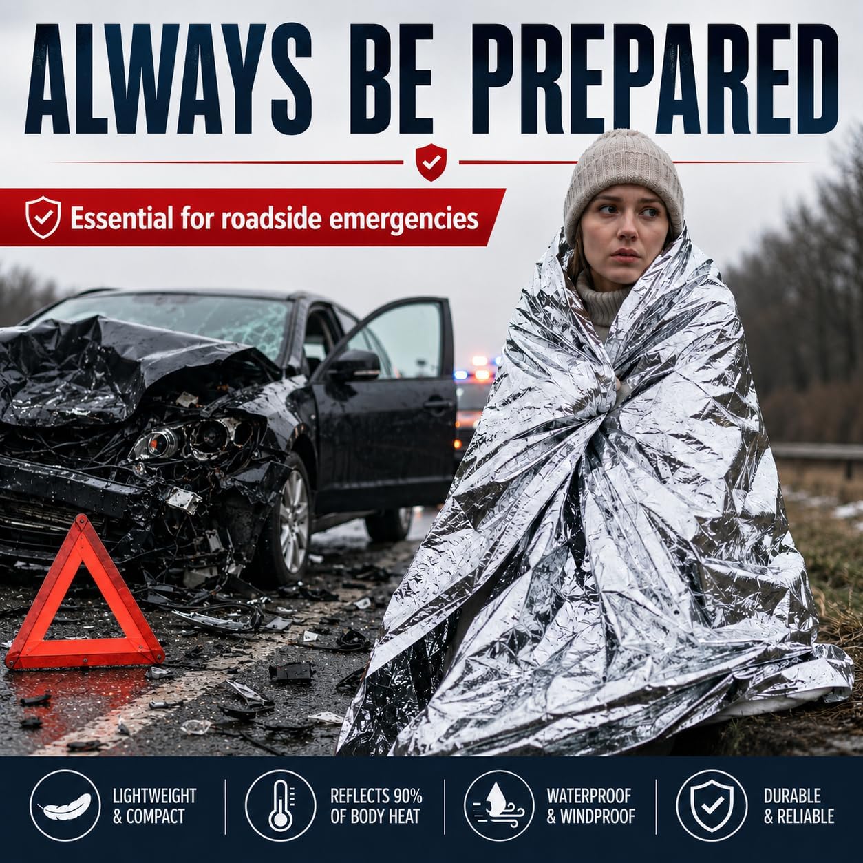 BH Lot of 50 Emergency Mylar Blankets - 84" x 52" | Mylar Emergency Blankets, Survival Foil Thermal Blankets for First Aid Kits, Camping, Hiking, Travel & Outdoor Preparedness