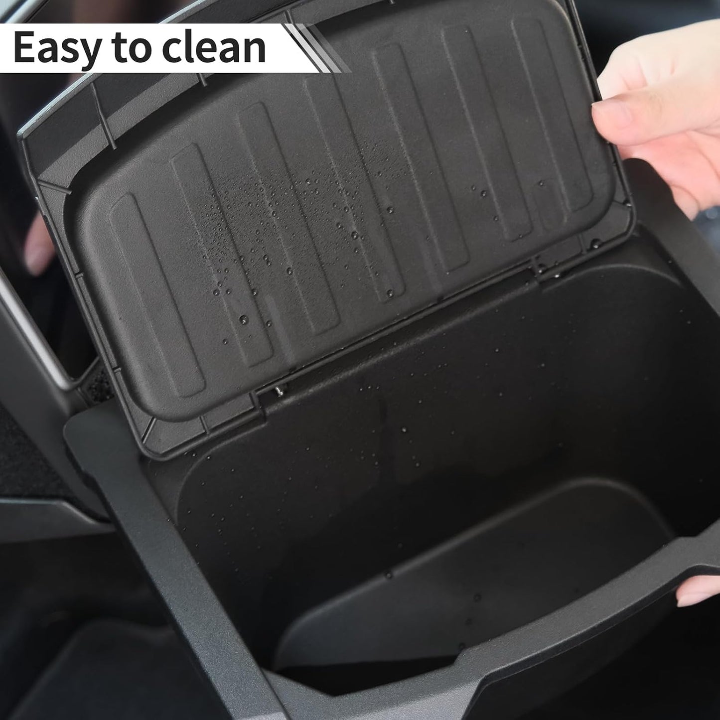 Jawjut Trash Can,Compatible with 2025 2026 Tesla Model Y Juniper,Garbage Can Bin Accessories,Rear Center Console Storage Box Organizer,Black