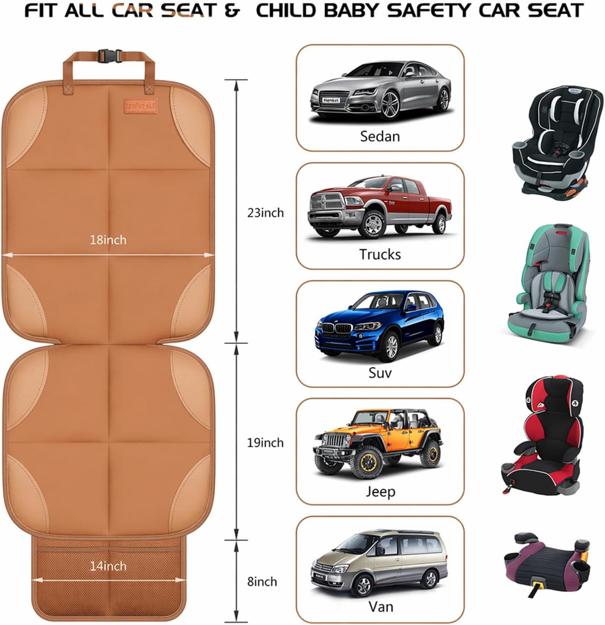SMART ELF Car Seat Protector 2-Pack, Thick Padding Cushion (Dark Brown)
