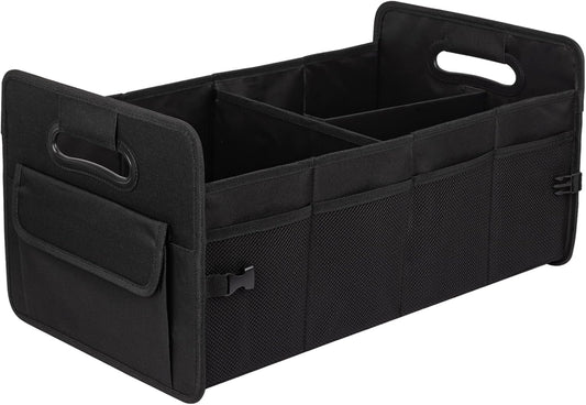 JiatuA Car Trunk Organizer, Car Organizers and Storage Collapsible Multi Compartment Container Box, Adjustable Car Accessories for SUV Sedan Truck, Standard Size, Black