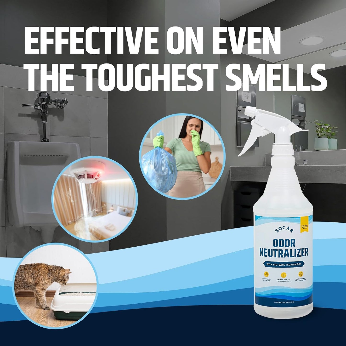 SOCAR CHEMICAL - Odor Neutralizer Eliminates odors for Home, Office, Gym, Car. Eliminates Unwanted Smells from Pets, Cooking, Sports Gear, Urine, Vomit & Unwanted, Strong Odor 32oz Liquid Spray