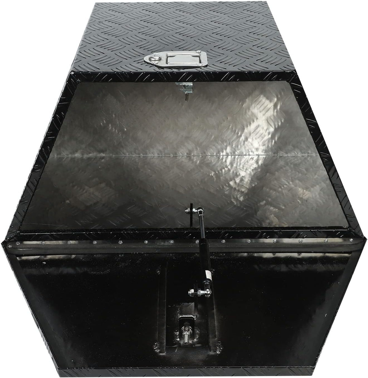 29"X16.5"X18" Black Aluminum Pickup Truck Bed Trunk Storage Trailer Tongue Tool Box with Lock and Key 5 Bar Tread