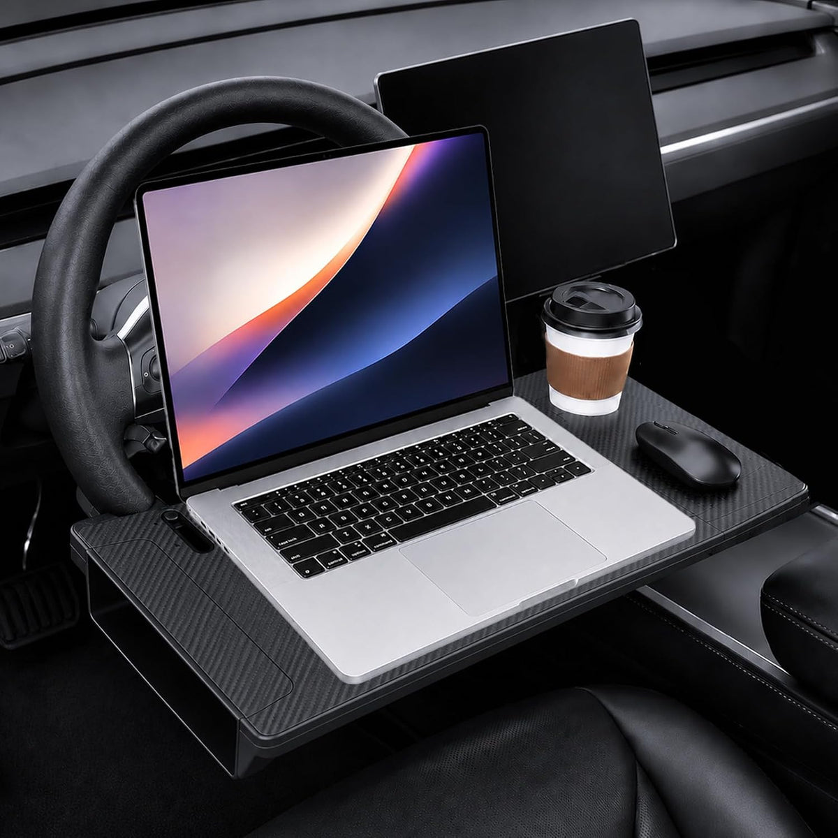 2 in 1 Steering Wheel Tray for Laptop & Eating, Adjustable Car Food Tray