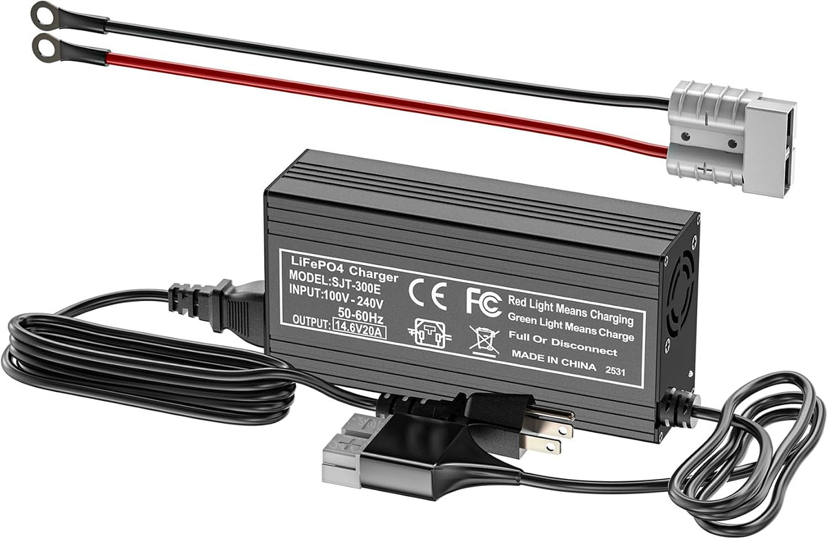 29.2V 20A Lithium Battery Charger, LiFePO4 Battery Charger AC-DC Smart Charger with Anderson Connector LED Indicator Special for 24V/25.6V Deep Cycle Rechargeable Batteries of Car, Truck, Boat, RV