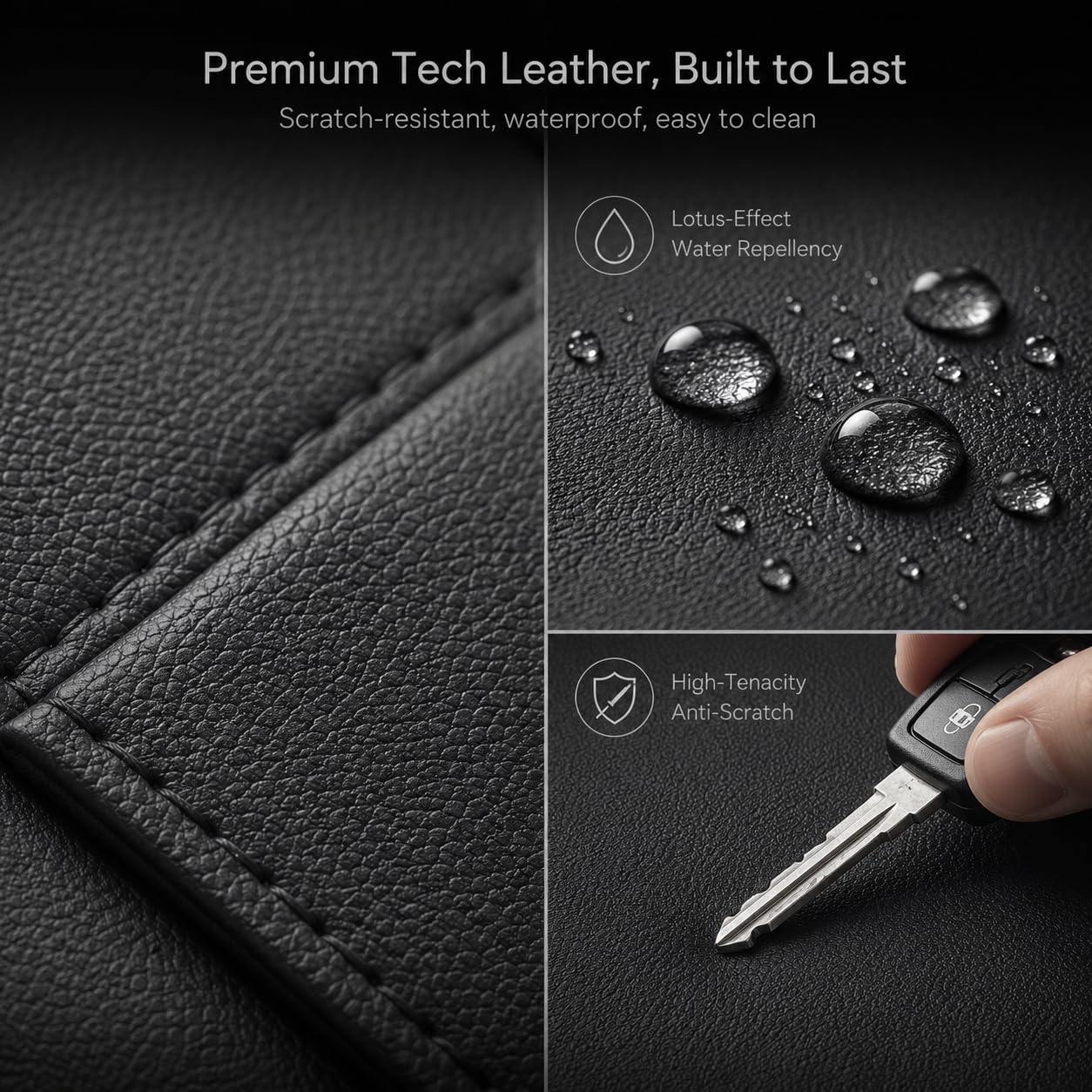 2 Pack Leather Look Car Backseat Organizer with Tablet Holder, Foldable Tray, 8 Storage Pockets, Cup Holder, Tissue and Umbrella Slots, Seat Back Protector Kick Mat for Cars SUVs Trucks