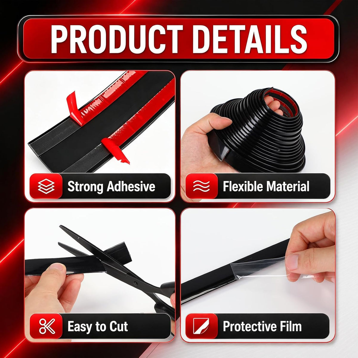 Pangda Glossy Black Body Side Molding Trim 3/4 Inch Wide Universal Car Bumper Door Edge Protector 20 Feet Self Adhesive Automotive Guard for Trucks SUVs Marine Crafts and DIY Home Furniture