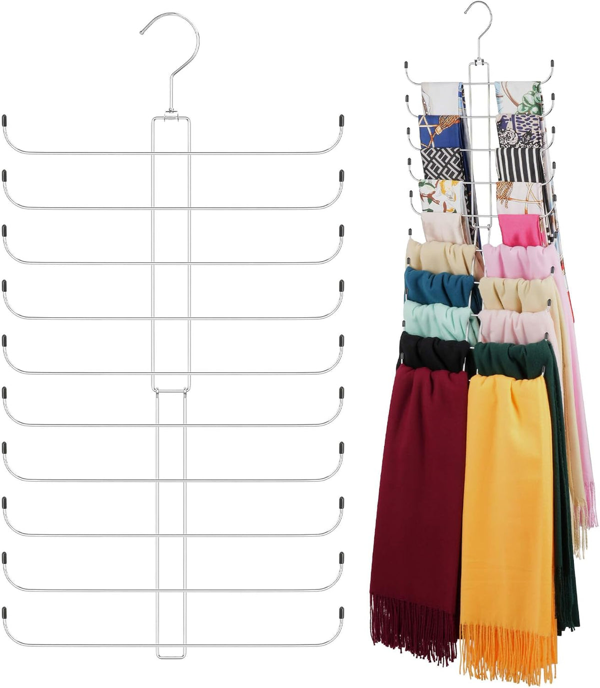 ZEDODIER 2 Pack Scarf Hanger, Scarf Organizer for Closet, Holds 40 Scarves