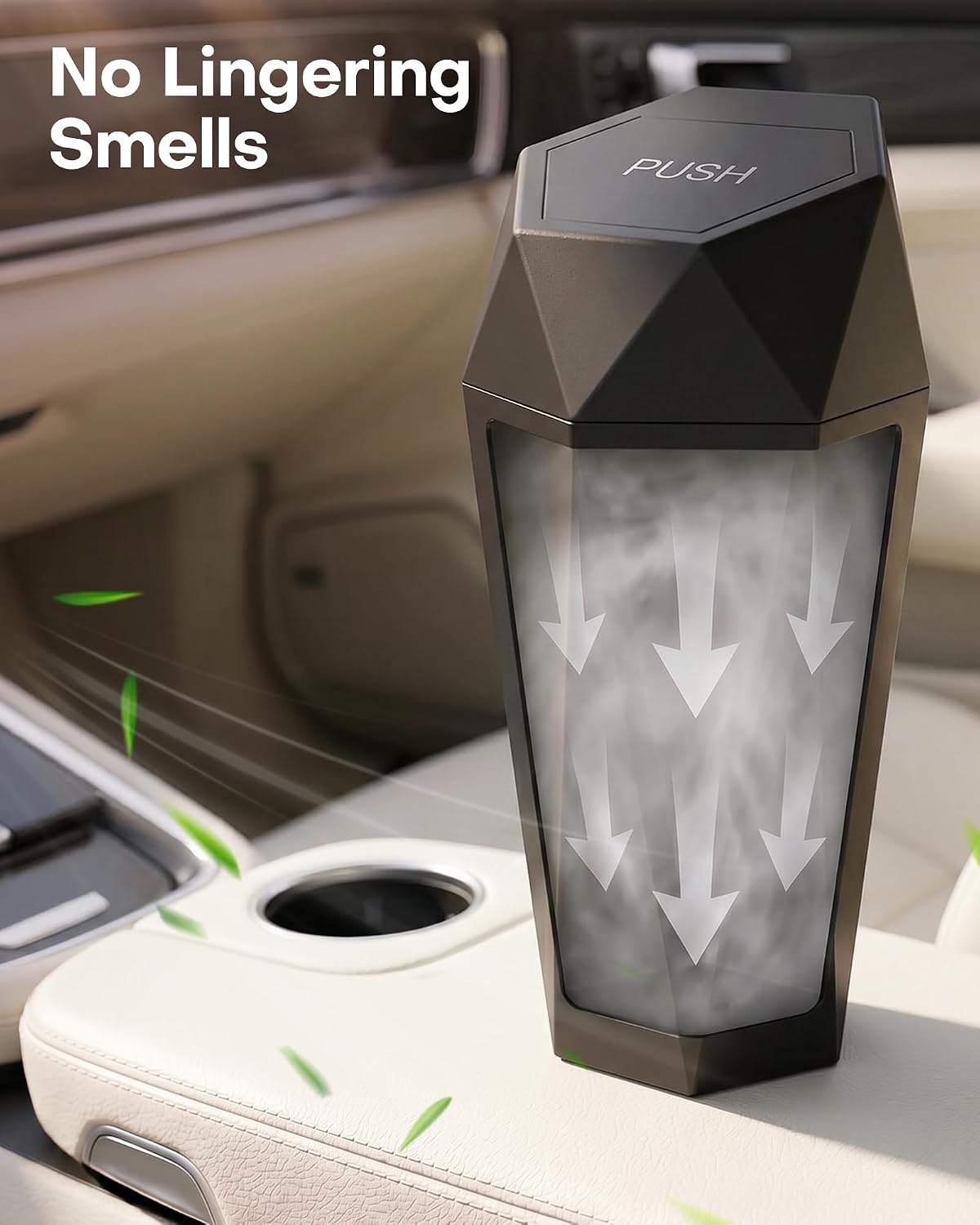 HOTOR Car Trash Can with Lid - 2 Pack, Car Accessories for Interior, Leakproof Vehicle Garbage Can with 30 Attached Trash Bags, Multipurpose Organizers and Storage for Home, Office, Black