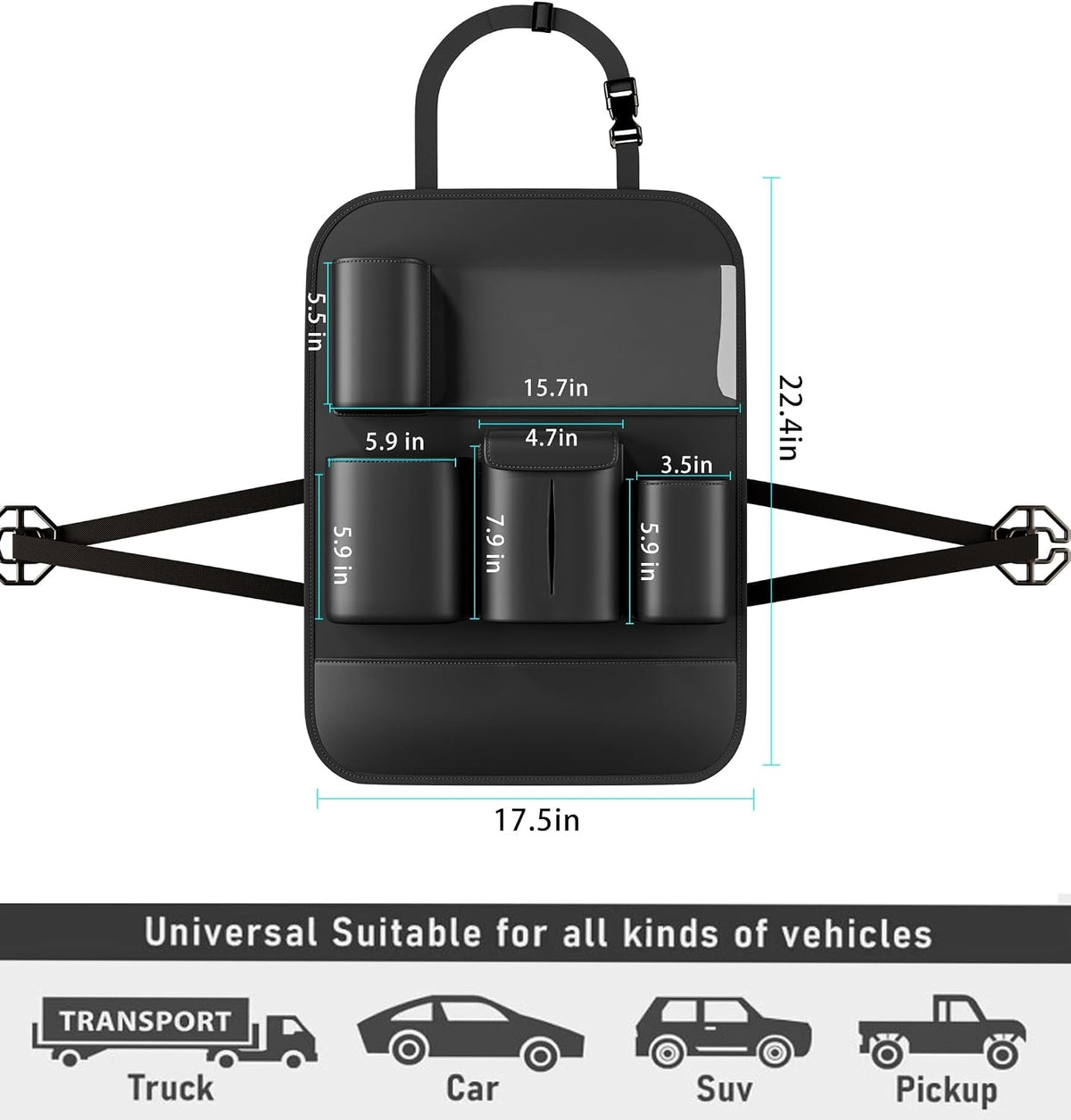 GMQ Backseat Car Organizer with Touch Screen,Protectors Kick Mats Travel Accessories for Kids,Multifunctional Seat Back Organizer Car Travel Organizer Accessories (Black, 1PC)