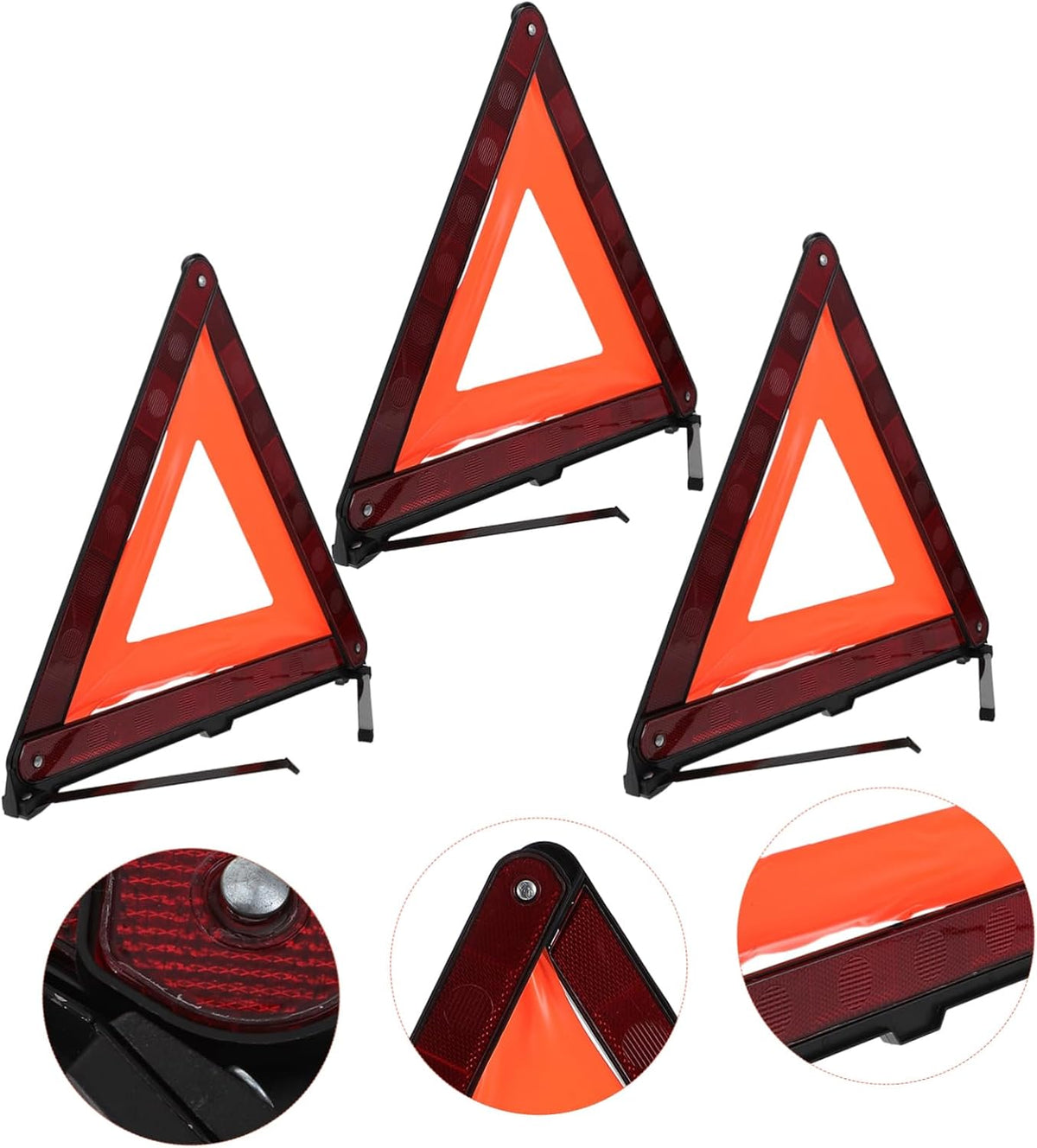 Homoyoyo Reflective Triangle Warning Sign Set, 3 Pack, Red for Car Use