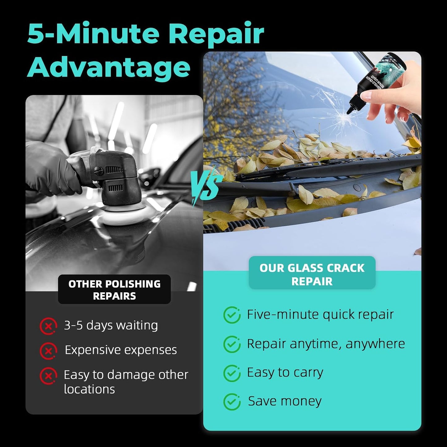 DEZEU 2026 Windshield Crack Repair Kit,Upgraded 2 Bottles Windshield Chip Repair Kit,5MinQuick-Glass Repair Liquid,Long-Lasting for Windshields, Windows, Mirrors,All Crack Types 0.68 FL OZ.