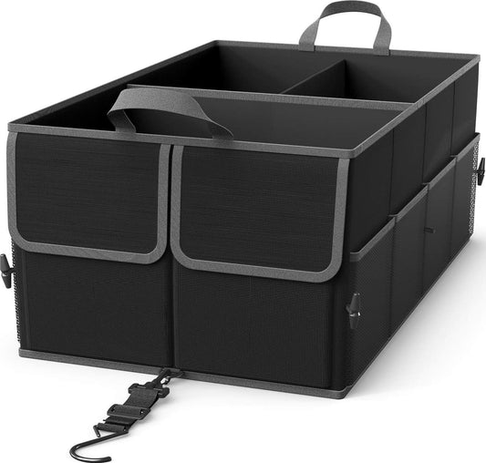 EPAuto Foldable Car Trunk Organizer, 3-Compartment with Removable Divider, Black