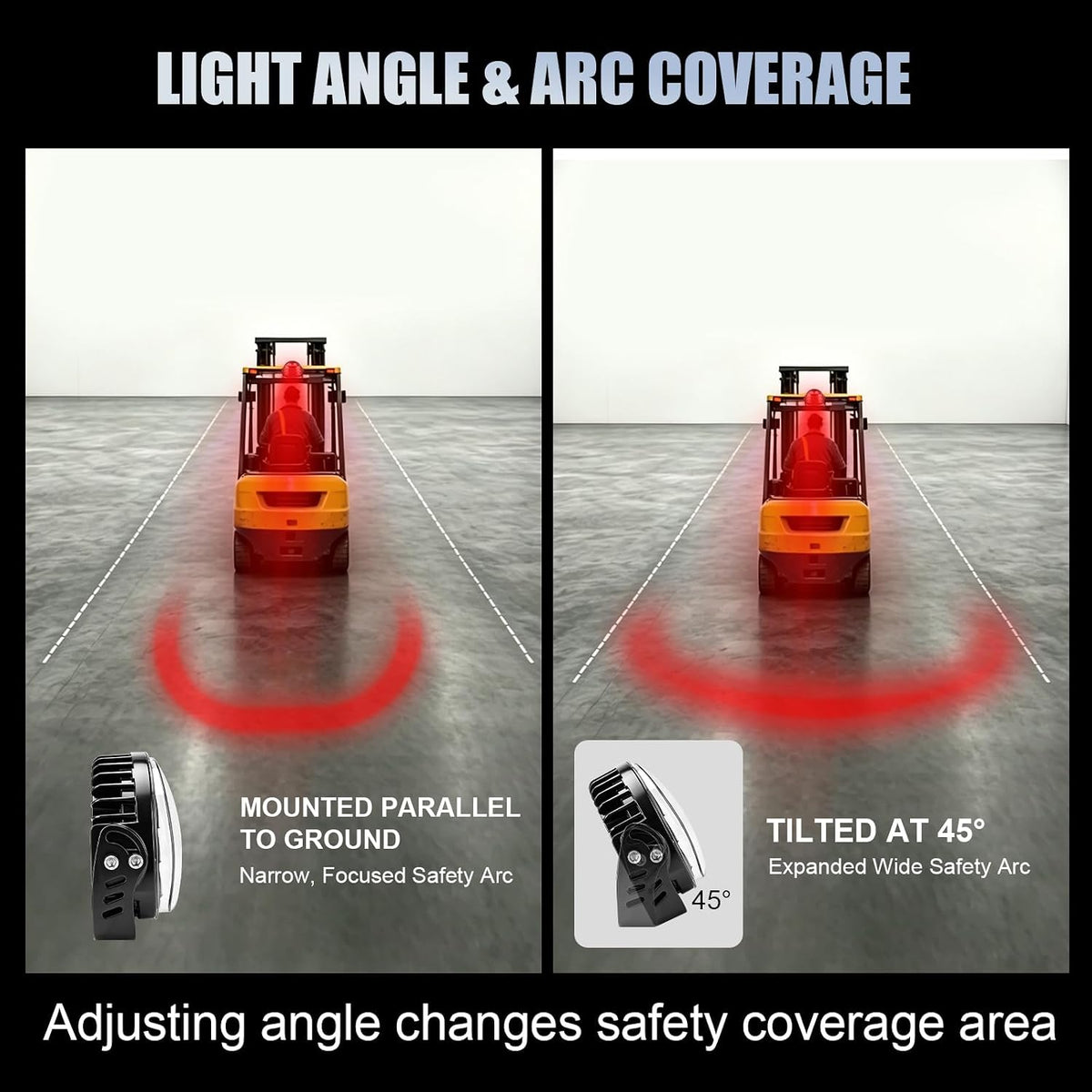 Chelhead LED Forklift Safety Light Red Arc Beam Warning Light High Visibility Pedestrian Spot Light for Industrial Warehouse Forklift Accessories Safety Alert