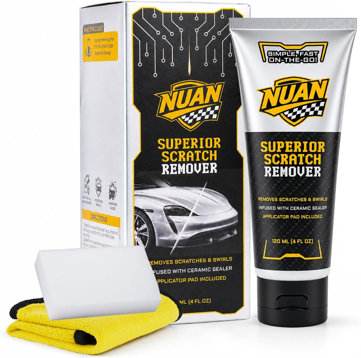 NUAN 2-IN-1 Scratch Removal Wax, Repair Car Scratches & Shine for Vehicles