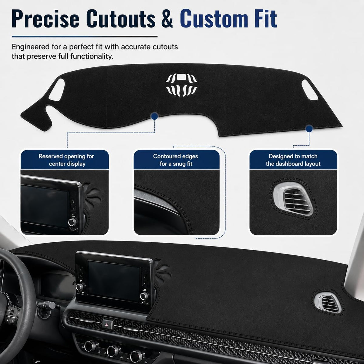 Leather Dashboard Cover Mat for Honda HR-V HRV 2023-2024