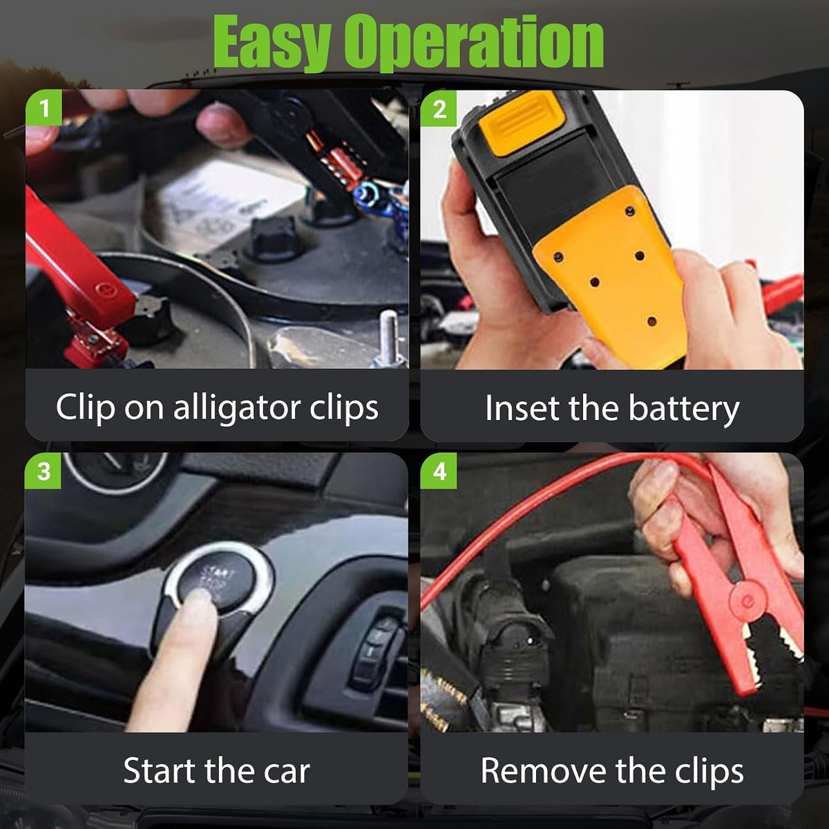 Adapter 20v with 6ft Jumper Cable Clamps Portable car Jump Starter for dewalt Jumper Power wheelscharger for dewalt Power Wheels Adapter