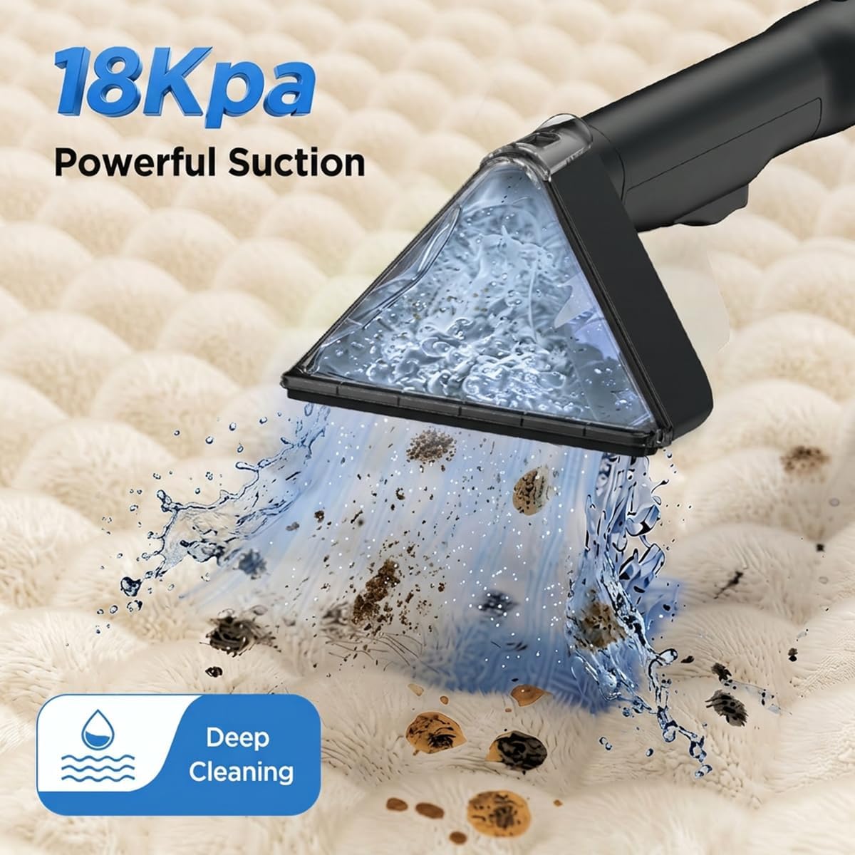 Portable Carpet Cleaner Machine, 18Kpa Powerful Suction Spot Cleaner for Pets, Professional Deep Cleaning Machine for Couch, Stairs, Car Interior & Seats, 600W Motor with Versatile Stain Tools