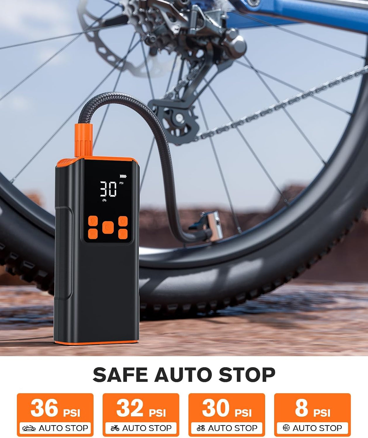 Zeee Tire Inflator Portable Air Compressor, 150PSI Portable Air Pump with Accurate Pressure LCD Display, 2X Fast Inflation Cordless Tire Pump for Car Bicycle Motorcycle Ball