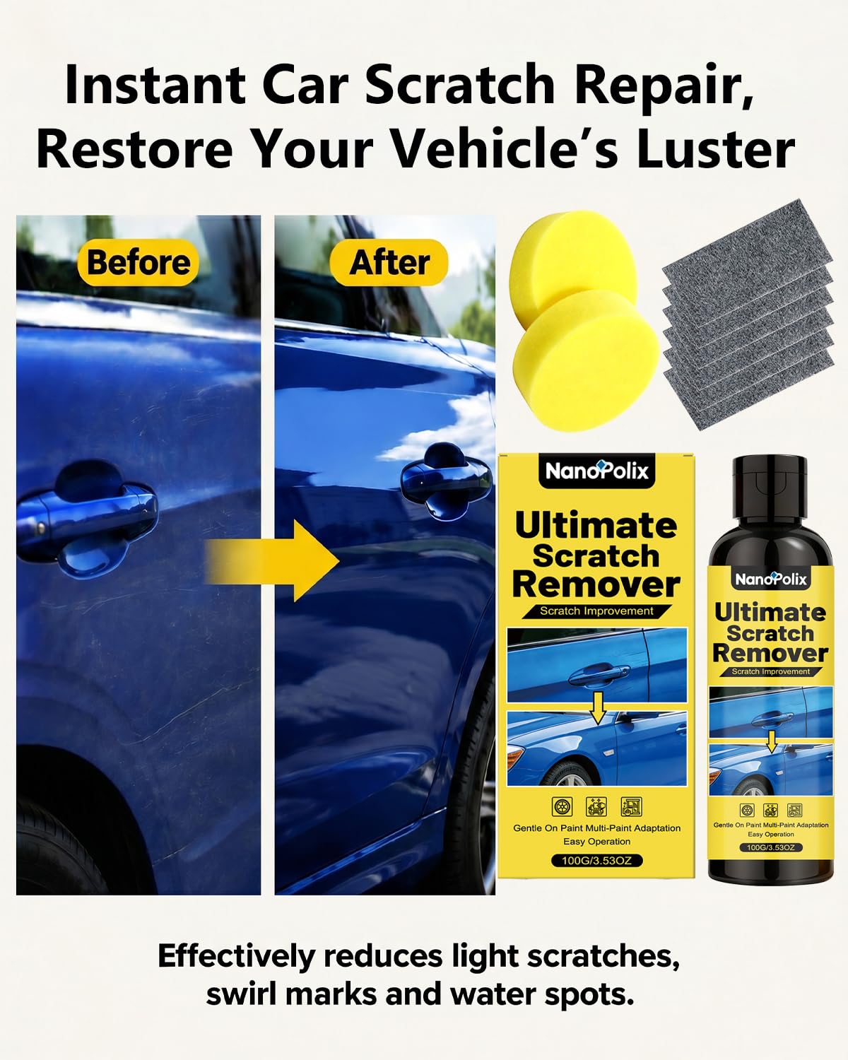 Ultimate Scratch Remover 100g with Cloth & Sponge for Cars
