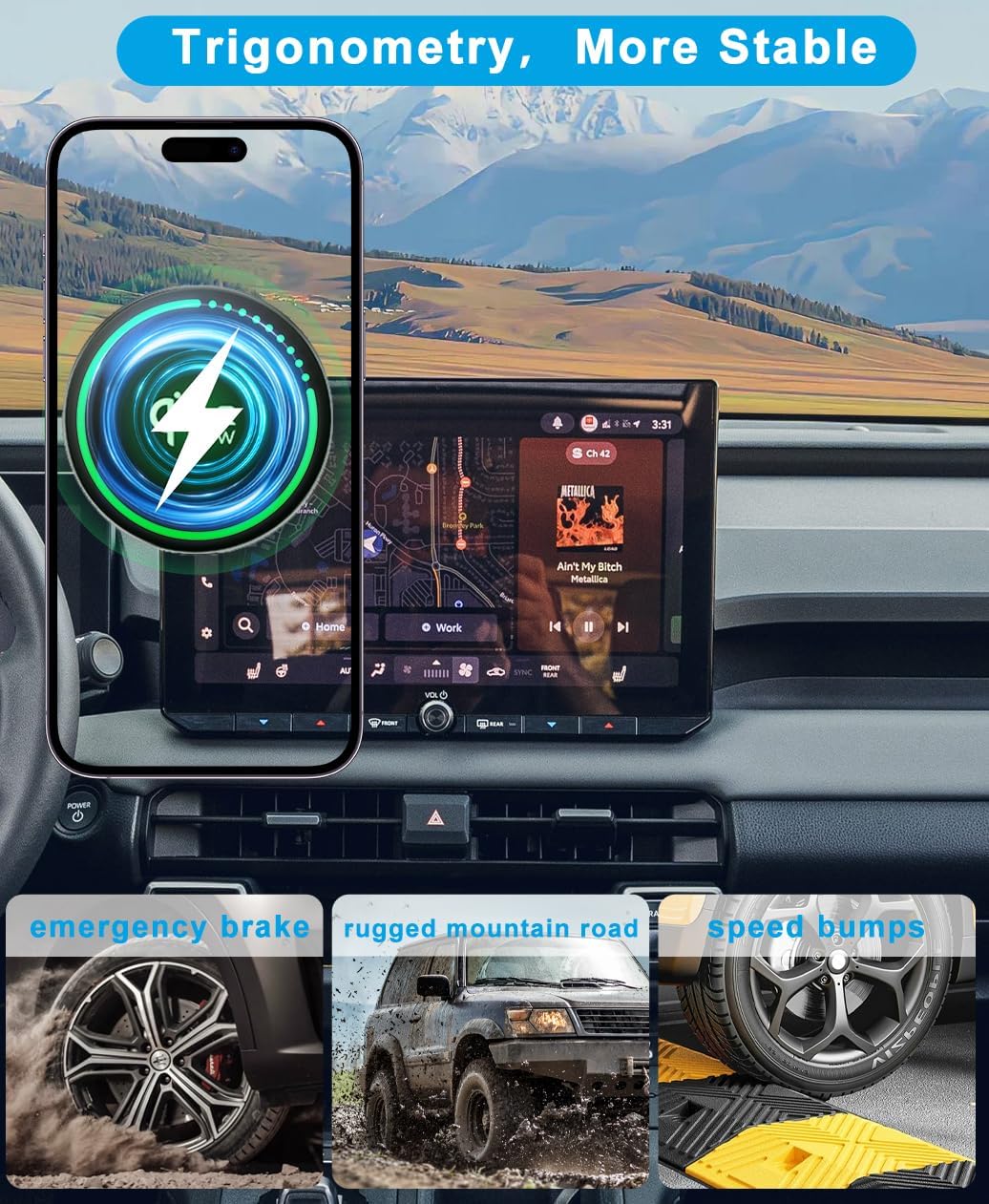 Qi2.2 Max 25W Fast Wireless Car Charger Phone Holder for Toyota RAV4 2026 12.9inch Navigation Screen Car Cell Magnetic Phone Mount for Toyota RAV4 XSE Limited Hybrid GR Sport Interior for iphone 16 17