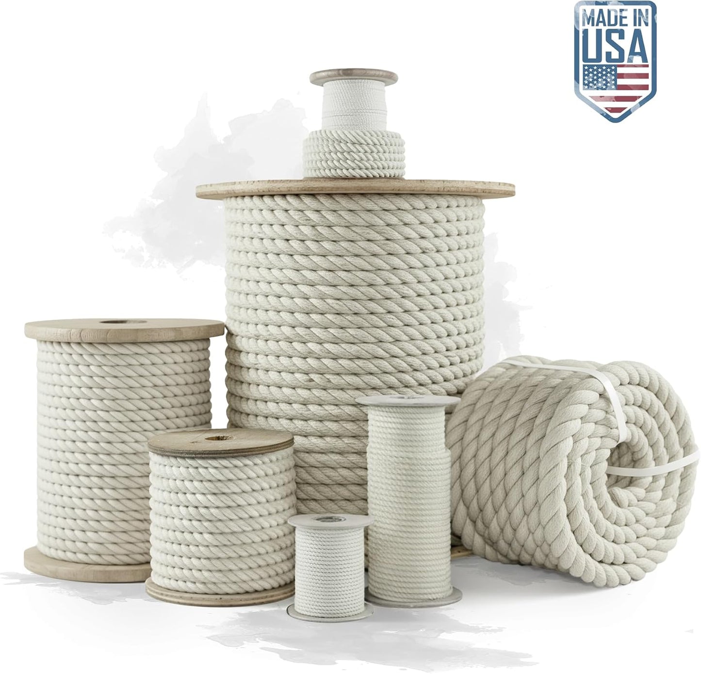 Pelican Rope 100% Cotton Twisted Rope, Natural Macrame Cord for Crafts, Pet Toys, Safe for Animals, DIY, Gardening,Indoor/Outdoor, Soft, Durable, Low-Stretch, 3/8" x 25ft