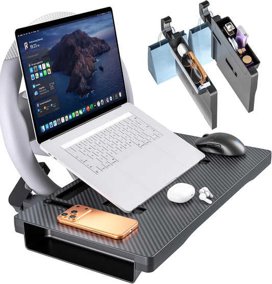 2-in-1 Car Steering Wheel Tray with Built-in Seat Gap Organizer