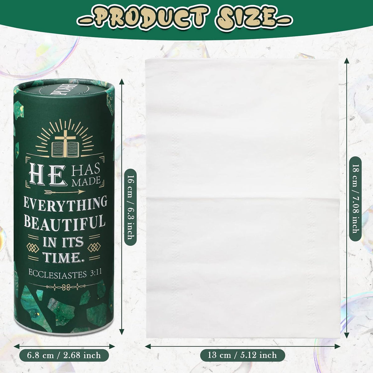 PerKoop 8 Pcs Car Tissue Holder Christian Verses Cylinder Boxes with Facial Tissue Bulk Religious Disposable Round Bible Napkins for Women Teacher Prayer Nurse Mother's Day Holiday Supplies Gifts