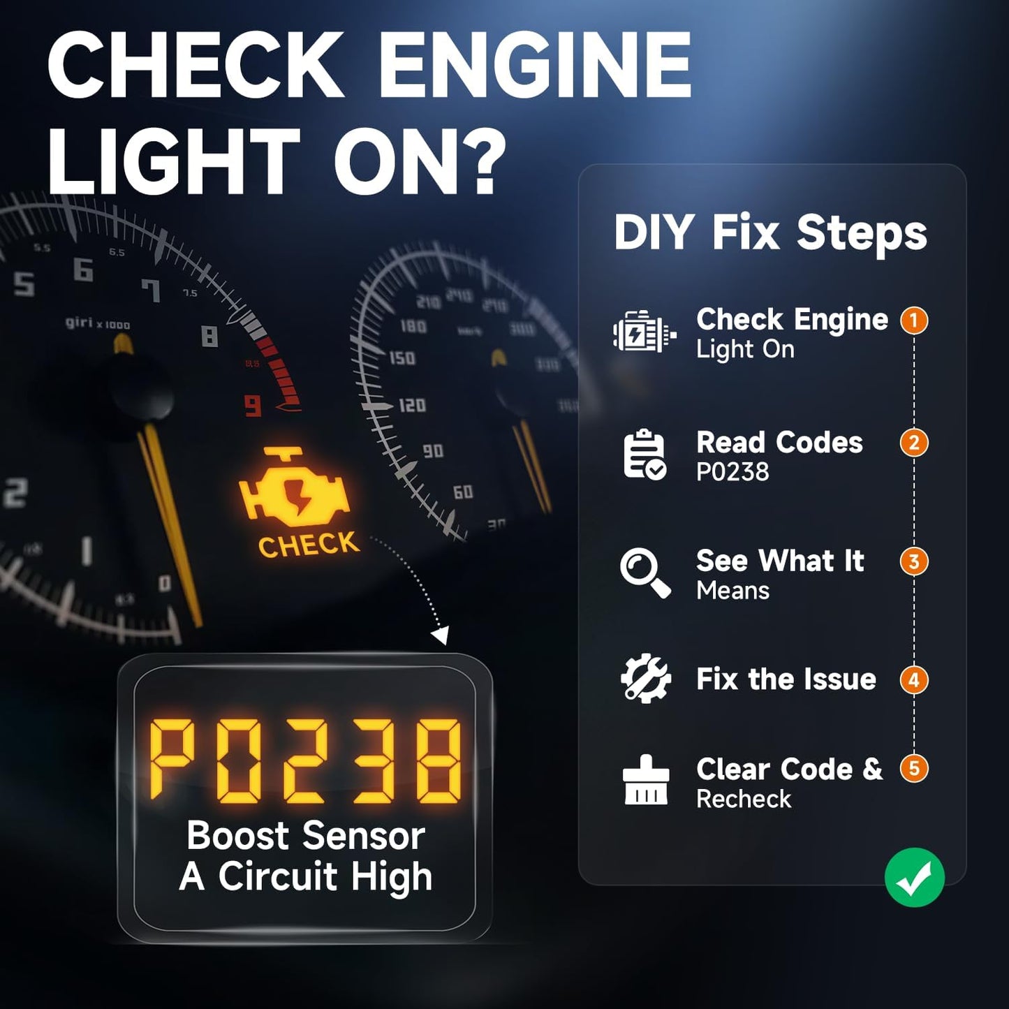 2-in-1 FOXWELL NT301 Plus OBD2 Scanner with 12V Battery Tester, Check Engine Light Code Reader, Car Battery/Starter/Charging System Test, Live Data Diagnostic Tool for 1996+ OBDII Vehicles