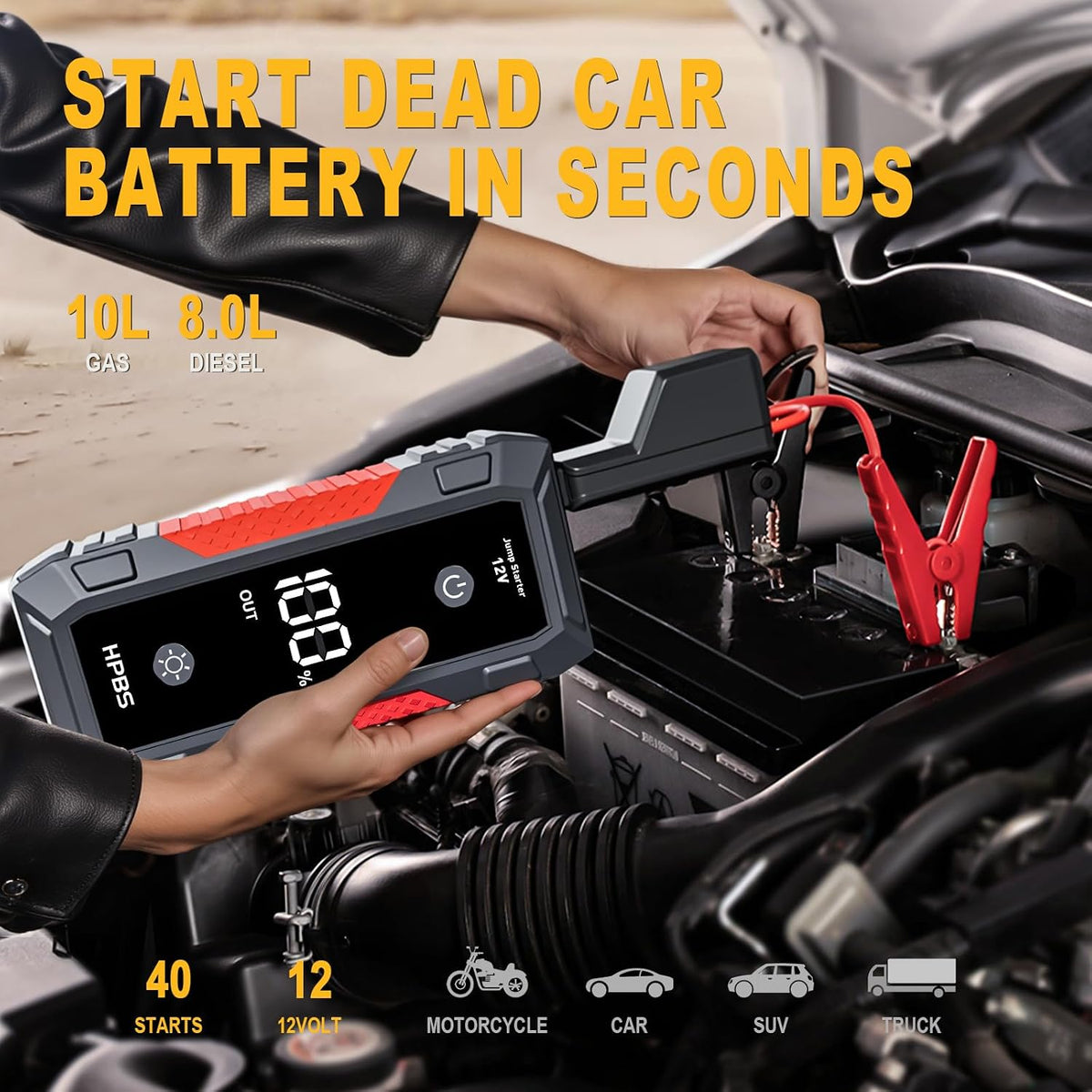 H50 Jump Starter - 5000A Jump Starter Battery Pack for Up to 10.0L Gas and 8.0L Diesel Engines, 12V Car Battery Jumper Starter Portable with 3.0" LCD Display, Jump Box