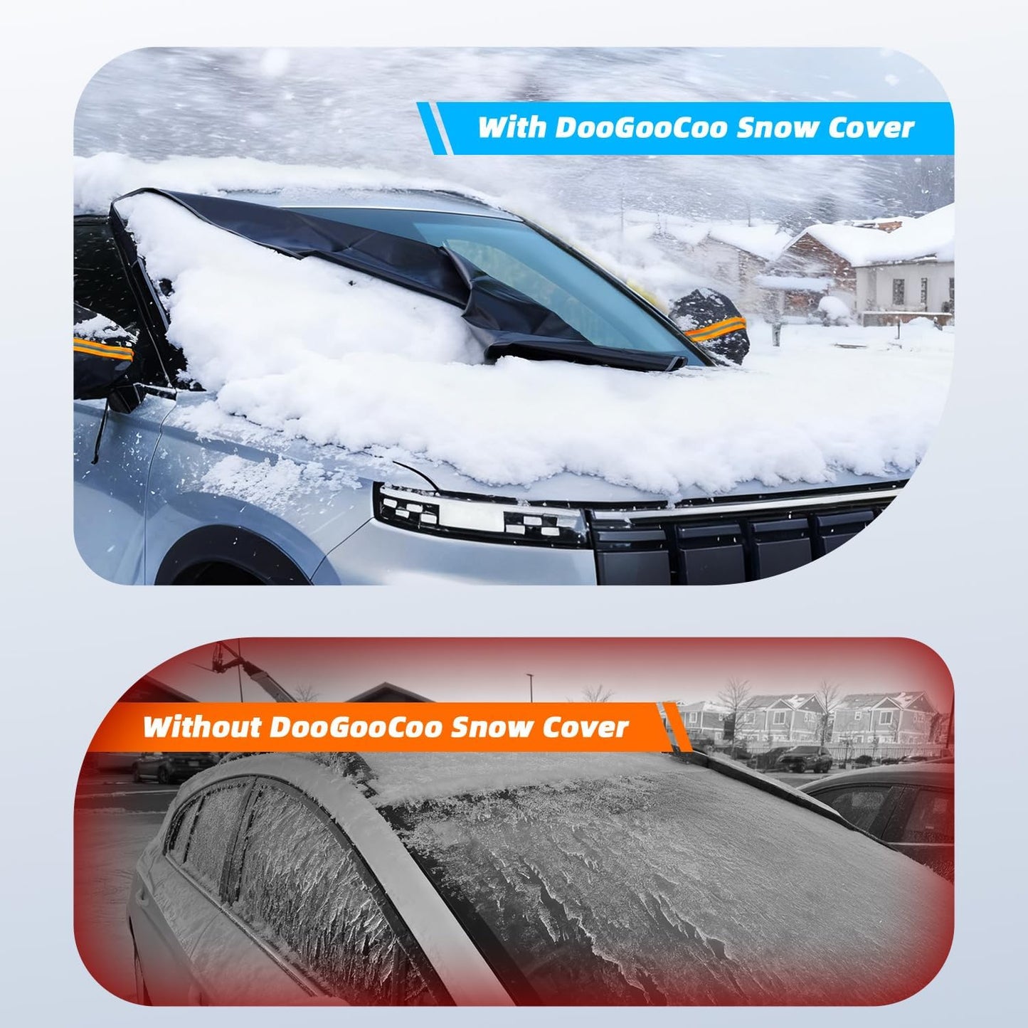 DooGooCoo [2026 Upgraded] Car Windshield Cover for Ice and Snow [700D Waterproof Fabric]-Windshield Snow Cover for Winter Snow & Frost, Suitable for Cars, SUVs, and Trucks - Medium