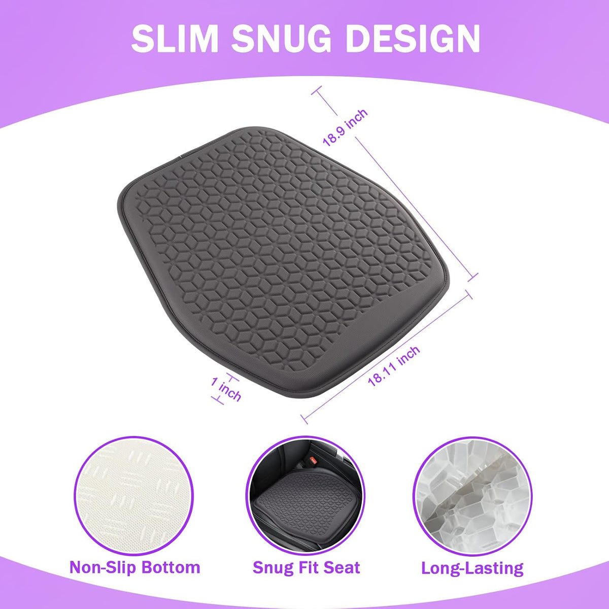 Thin Cool Gel Seat Cushion for Car Seat Office Chair Pain Relief
