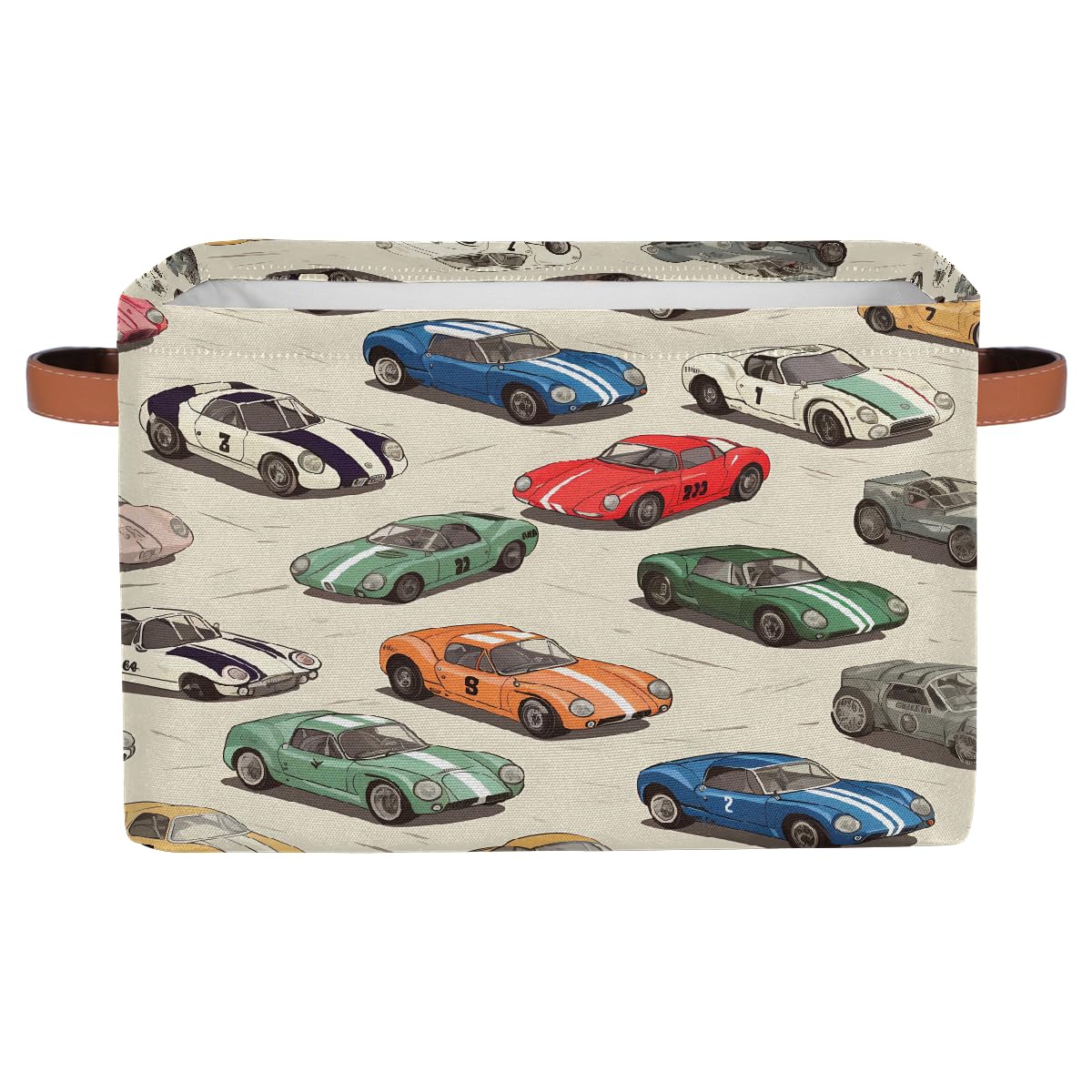 Race Cars Storage Baskets for Organizing, Fabric Collapsible Storage Bins Box Cool Decorative Toy Organizer Baskets for Closet Shelves Gift Basket 1 Pc