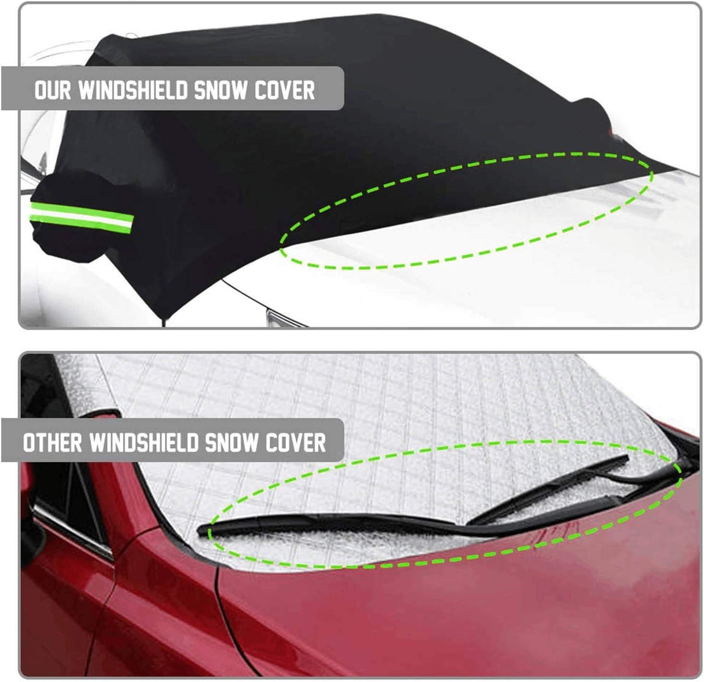 Extra Large Windshield Snow Ice Cover with Side Mirror Covers, Protects Windshield and Wipers from Weatherproof, Rain, Sun, Frost, Vehicles, Cars Trucks Vans and SUVs (94.5" x 65")
