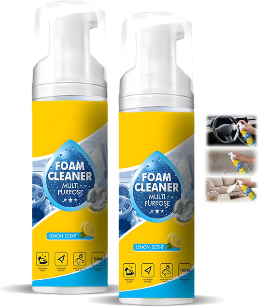 Interior No Rinse Foam Cleaner Premium Car Seat Cleaner Foam Upholstery Cleaner Car Headliner Dry Foam No Rinse Cleaner Leather Fabric Furniture White Shoe Carpet Detailer (Foam Cleaner, 150ml, 2PC)