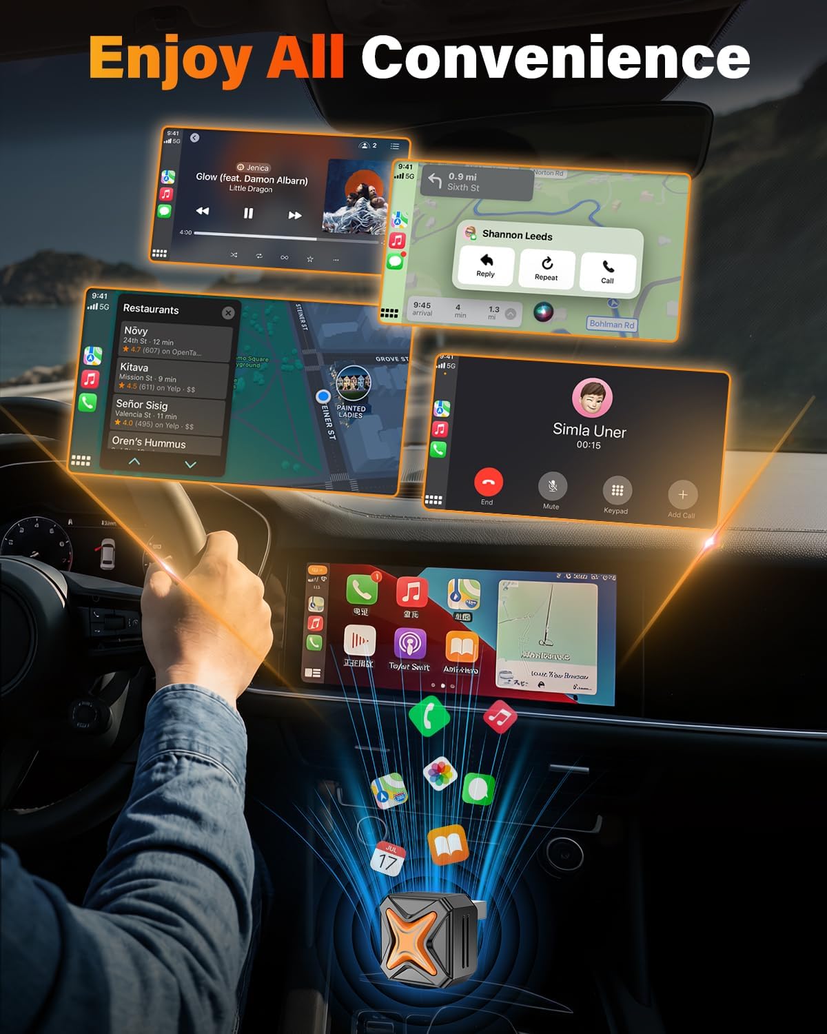 2026 Upgraded Mini Android Auto & Apple CarPlay Wireless Adapter for iPhone, Latest A7 Chip One-Click Switch, 3s Connect, Convert Wired to Wireless, Bluetooth 6.0, 5.8GHz WiFi, (iOS 12+, Android 11+)