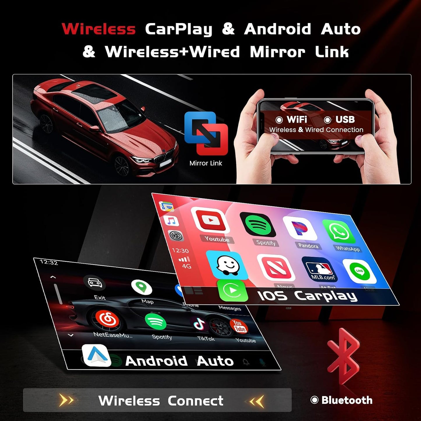 4+128GB Android 15 Car Radio for Toyota RAV4 2006-2012 Wireless Carplay Android Auto, 9" 1280 * 720P in-Cell Touch Screen Car Stereo with WiFi Bluetooth GPS FM/RDS EQ Backup Camera MIC