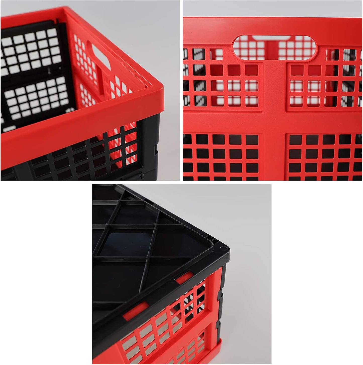 Ramddy 34 Quart Collapsible Storage Crate, Plastic Stackable Crate, 4 Pack | Folding Basket Container Bins