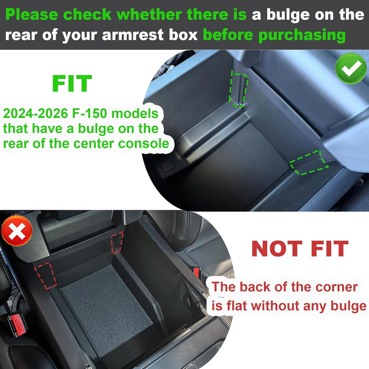 PIMCAR Center Console Organizer for 2024 2025 2026 Ford F150 & F150 Lightning Insert ABS Plastic Armrest Storage Box Interior Accessories(Work Great with The OEM Tray)- Only One Tray