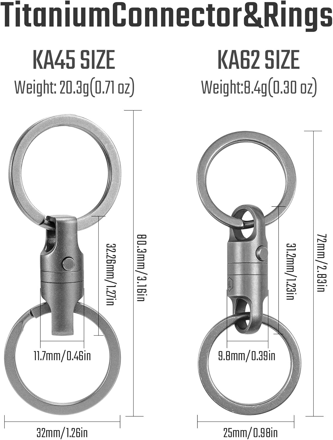 KeyUnity Titanium Magnetic Quick Release Keychain, One-Hand Detachable Connector for Car Keys, USB Drives and EDC, Gear, KA62 Compact-1 Pack