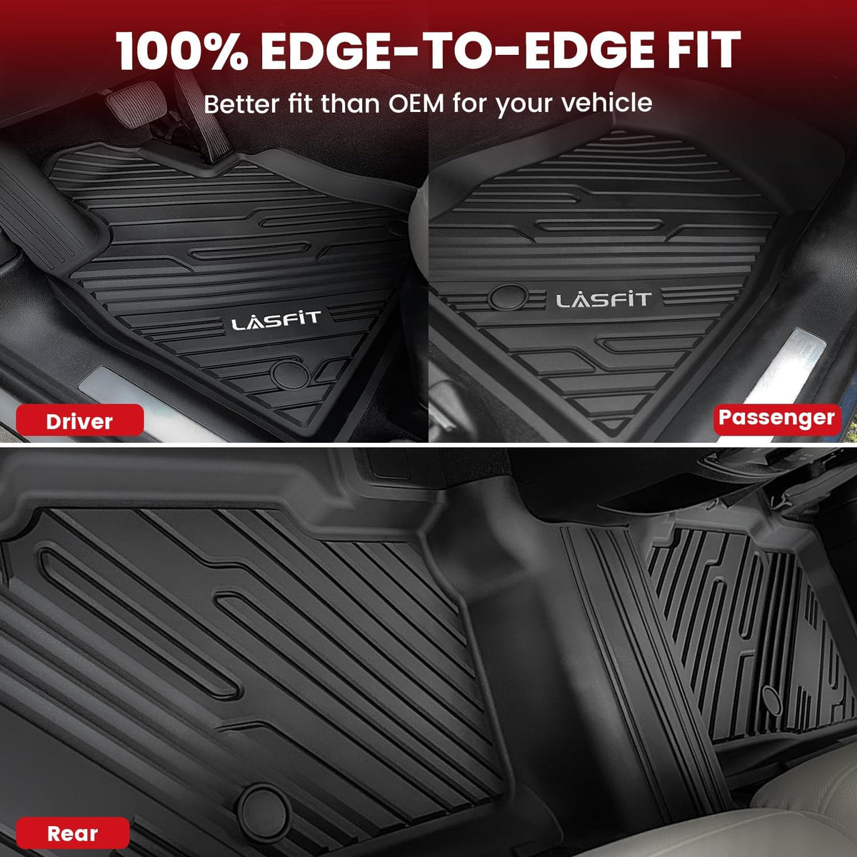 LASFIT Floor Mats for Ford Explorer 6 Seats with Second Row Center Console