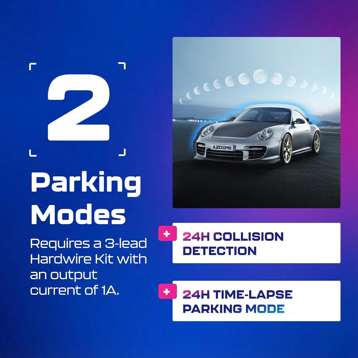AZDOME M200 Mini Dash Cam WiFi Dashcam - Single Channel Dash Cam for Broad Road Coverage - Built-in WiFi - Full HD Resolution - Parking Monitor - App Connectivity - Collision Detection - Night Vision