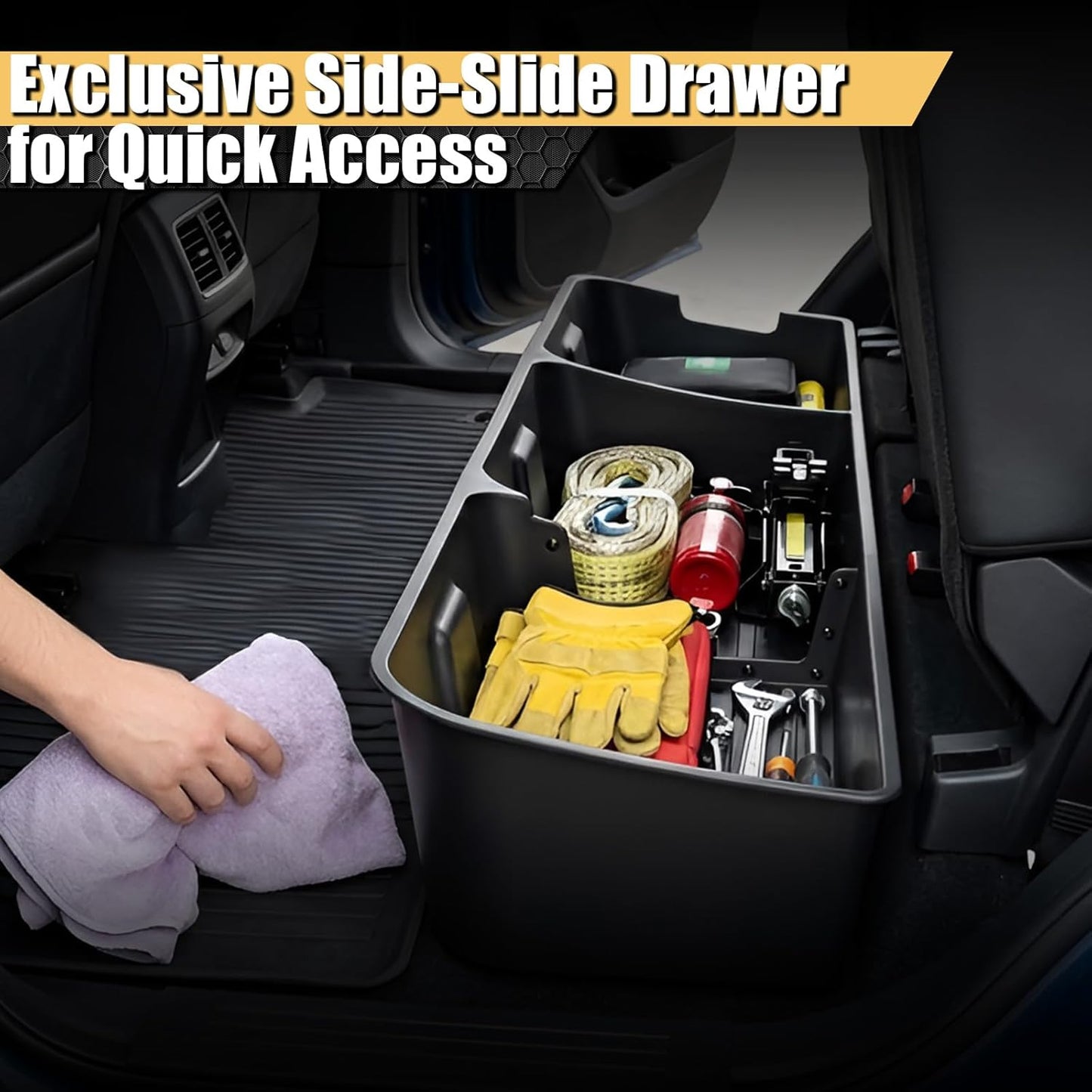 MAXDOM Under Seat Storage Fit for (2015-2026) F150 SuperCrew/Crew Cab (2017-2026) F250 F350 F450 F550 Super Duty Rear Underseat Organizer Box