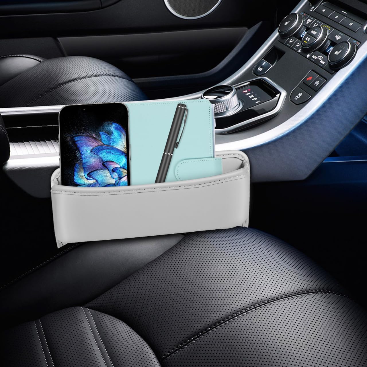 Healifty Car Seat Gap Filler Organizer: 2Pcs Leather Front Console Storage Box and Automotive Truck Interior Accessories for Women Men, Vehicle Holder between Seats